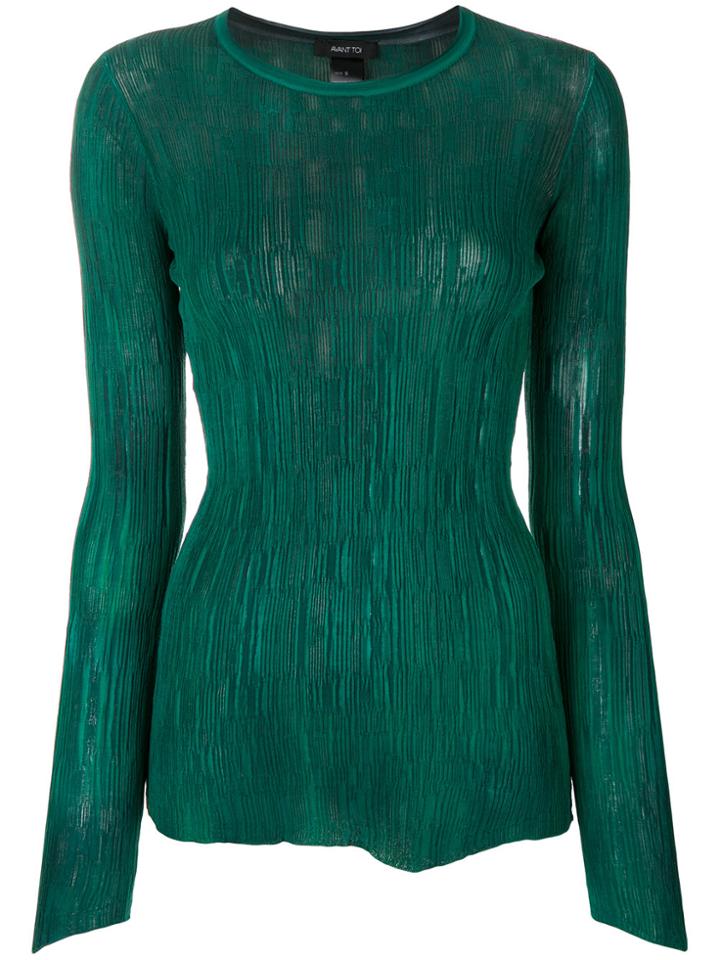 Avant Toi Textured Long Sleeved Top - Green