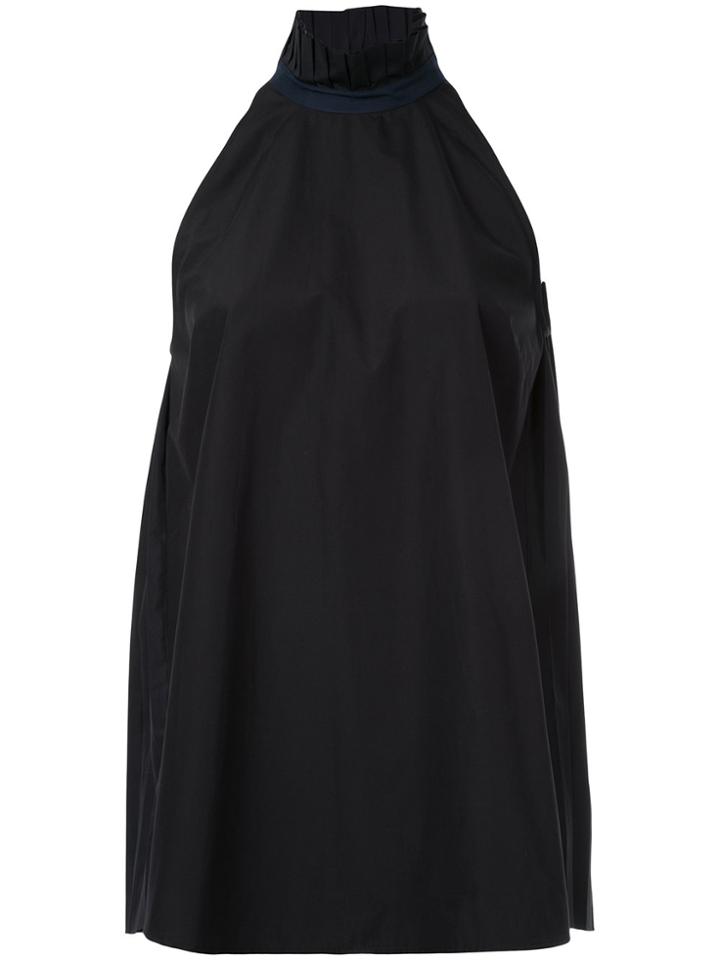 Monographie Pleated Collar Sleeveless Top - Blue