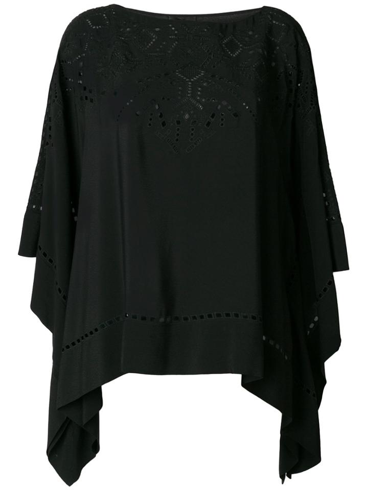 Theory Embroidered Draped Top - Black