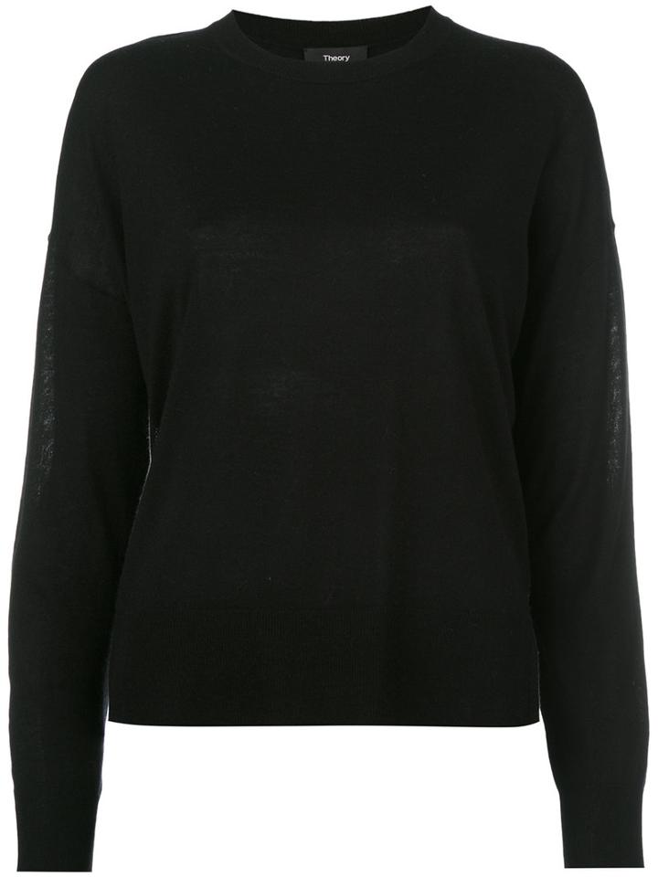 Theory Drop Shoulder Jumper, Women's, Size: Medium, Black, Silk/nylon/cashmere