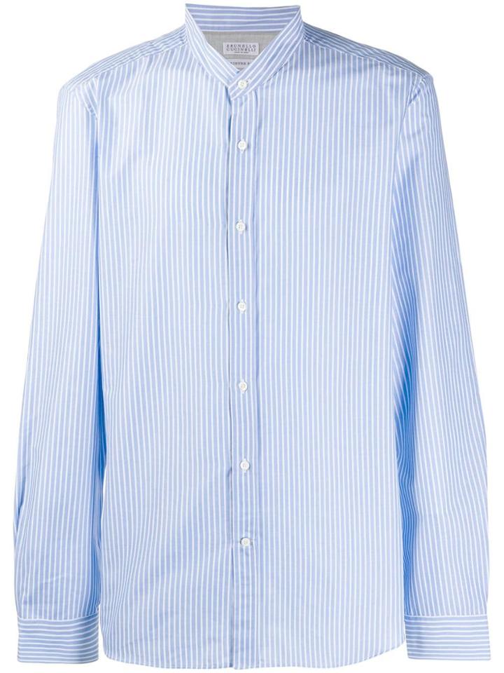 Brunello Cucinelli Striped Button Shirt - Blue