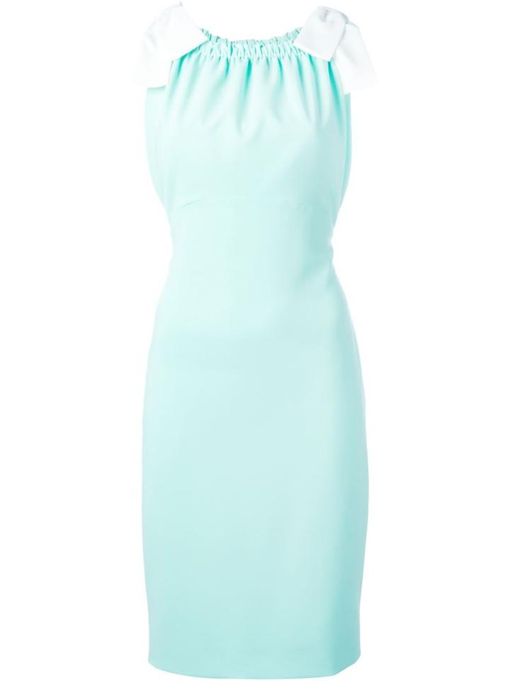 Moschino Bow Shoulder Dress, Women's, Size: 44, Green, Triacetate/polyester/silk/spandex/elastane