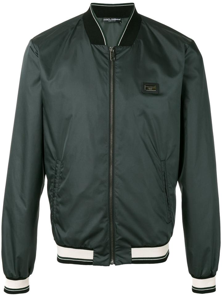 Dolce & Gabbana - Logo Plaque Bomber Jacket - Men - Polyester - 48, Green, Polyester