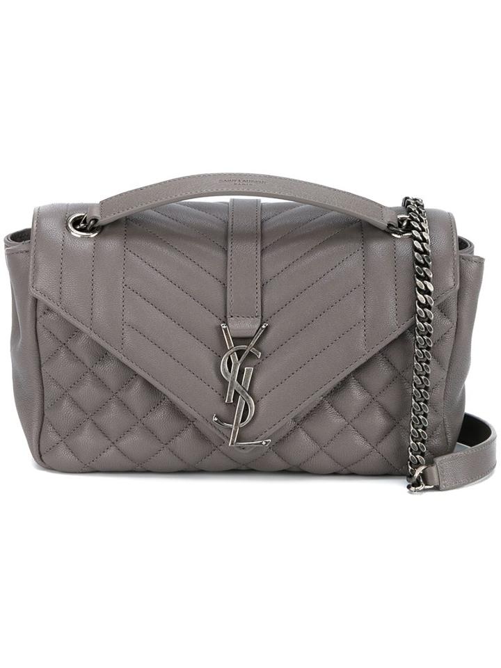 Saint Laurent 'monogram' Satchel, Women's, Grey, Leather/metal