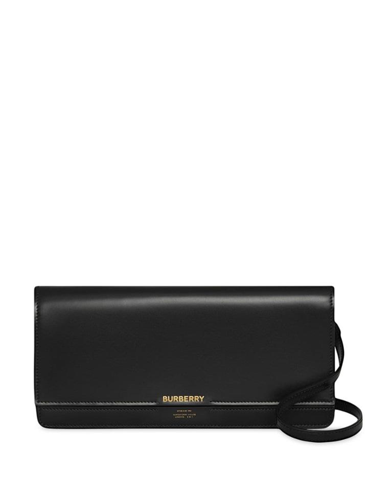 Burberry Horseferry Print Leather Bag With Detachable Strap - Black