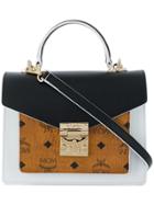 Mcm Monogram Colourblock Satchel - Black