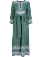 Sea Floral Print Midi Dress, Women's, Size: 6, Green, Silk