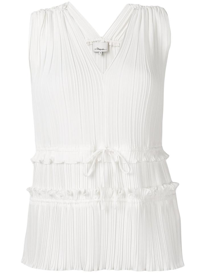 3.1 Phillip Lim Pleated V-neck Blouse - White