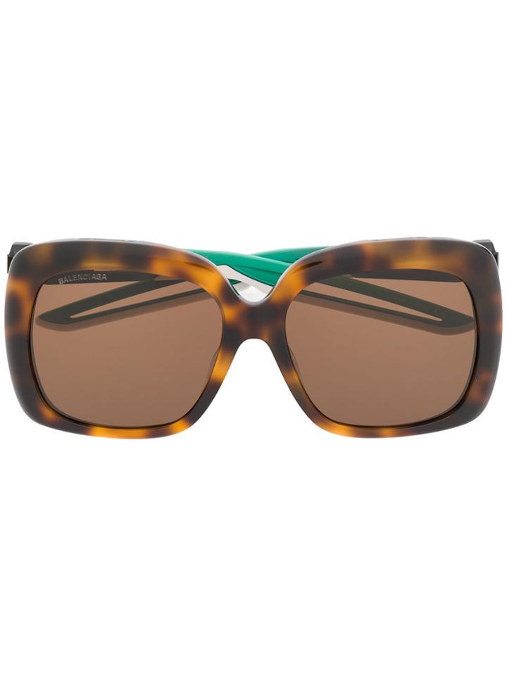 Balenciaga Eyewear Hybrid Square Sunglasses - Brown