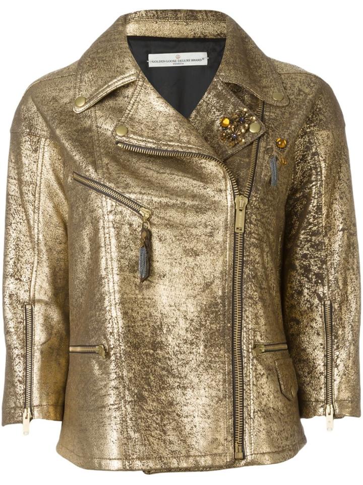 Golden Goose Deluxe Brand 'road' Biker Jacket - Metallic