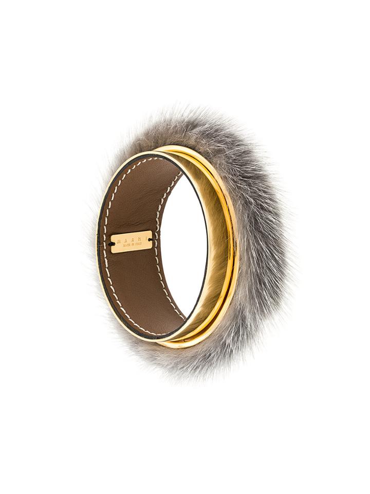 Marni Fur Cuff Bracelet - Grey