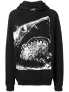 Domrebel Shark Print Hoodie - Black