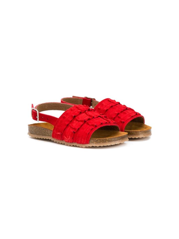 Pépé Kids Ruffled Slingback Sandals - Red