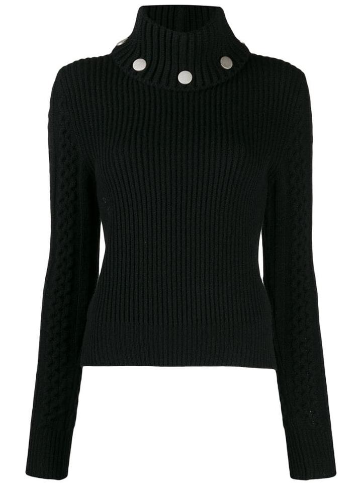 Alexander Mcqueen Studded Ribbed Knit Jumper - Black