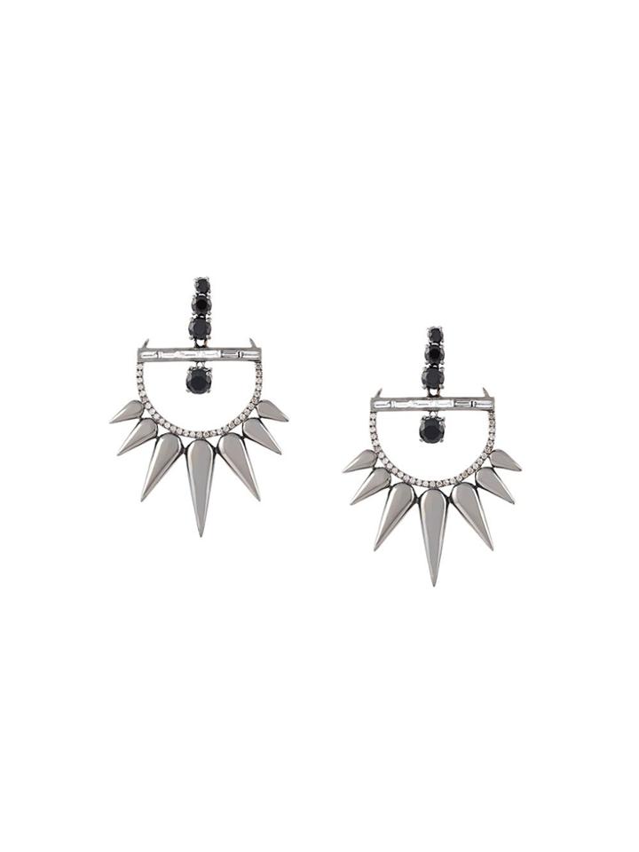 Elise Dray 18kt Gold And Diamond Drop Spiked Earrings - Metallic
