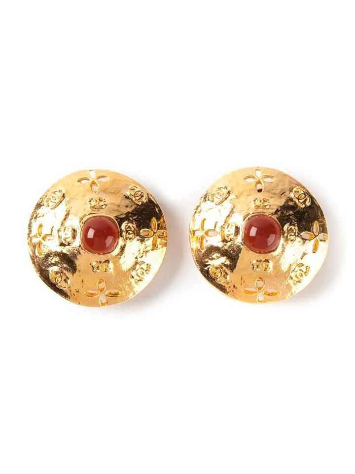 Chanel Vintage Cabochon Insert Earrings