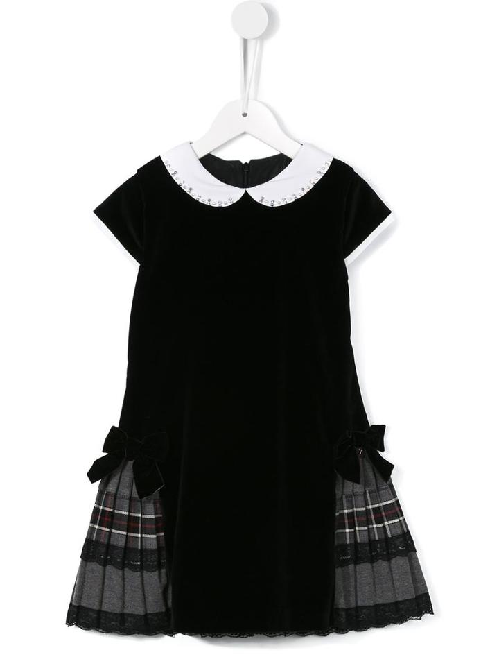 Lapin House Bow And Tartan Dress, Girl's, Size: 10 Yrs, Black