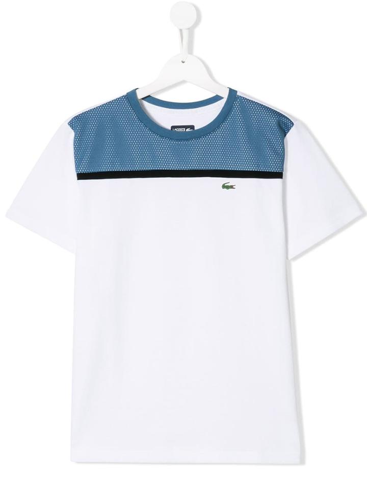 Lacoste Kids Teen Contrast Panel T-shirt - White