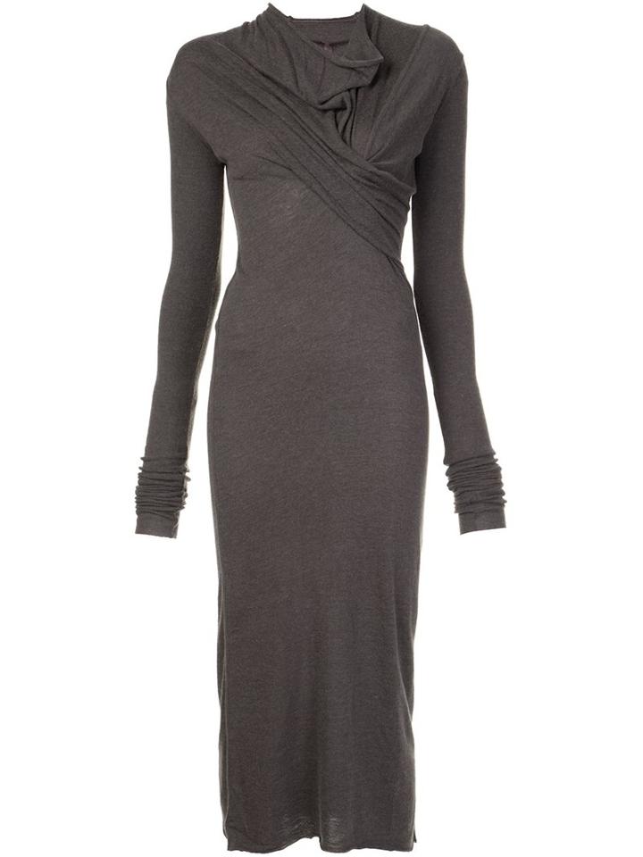 Rick Owens Lilies Draped Neck Dress, Women's, Size: 40, Brown, Polyamide/viscose/angora/wool