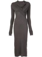 Rick Owens Lilies Draped Neck Dress, Women's, Size: 40, Brown, Polyamide/viscose/angora/wool