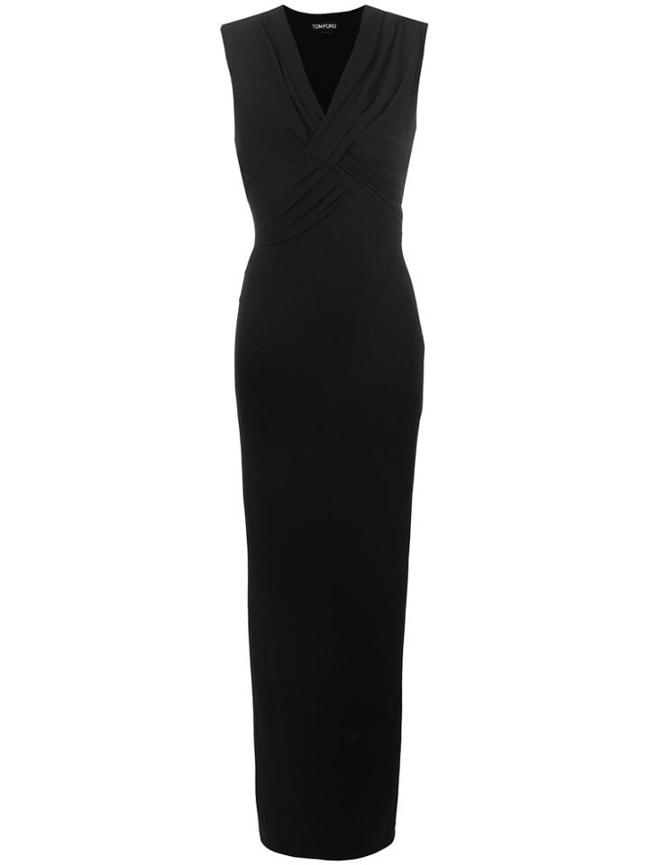 Tom Ford Draped Front Sleeveless Maxi Dress - Black