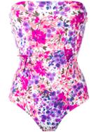 Emmanuela Swimwear - Floral Print Bandeau Swimsuit - Women - Polyamide/spandex/elastane - M, White, Polyamide/spandex/elastane