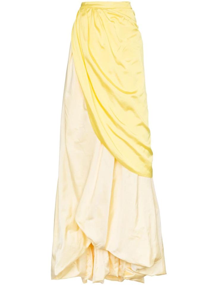 Rosie Assoulin Tie Waist Long Silk Skirt - Yellow & Orange