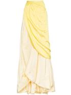 Rosie Assoulin Tie Waist Long Silk Skirt - Yellow & Orange