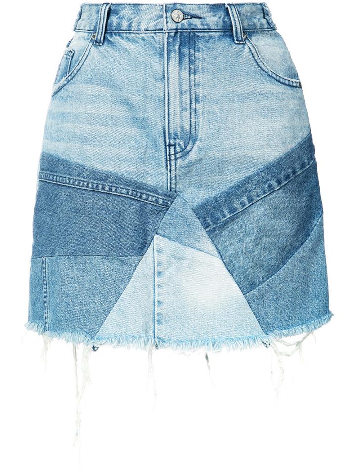 Prps - Patchwork Denim Skirt - Women - Cotton - 25, Blue, Cotton