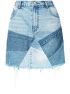 Prps - Patchwork Denim Skirt - Women - Cotton - 25, Blue, Cotton