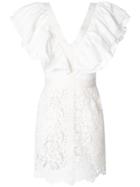 Fausto Puglisi Ruffled Lace Mini Dress - White