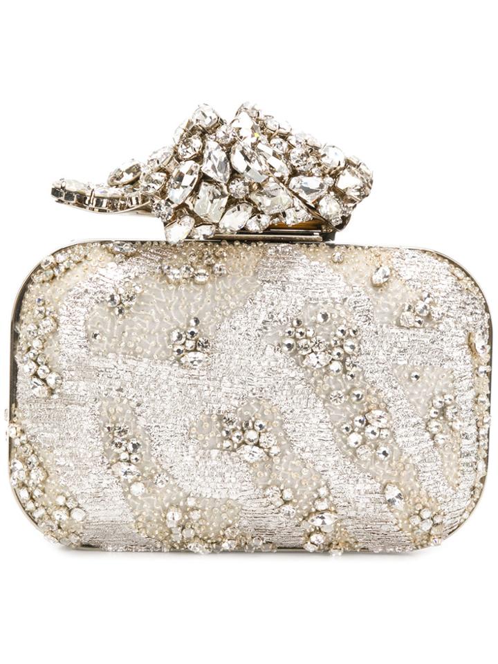 Jimmy Choo Cloud Crystal Knot Clutch - Grey