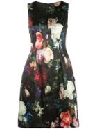 Adam Lippes Floral Print Flared Dress - Black
