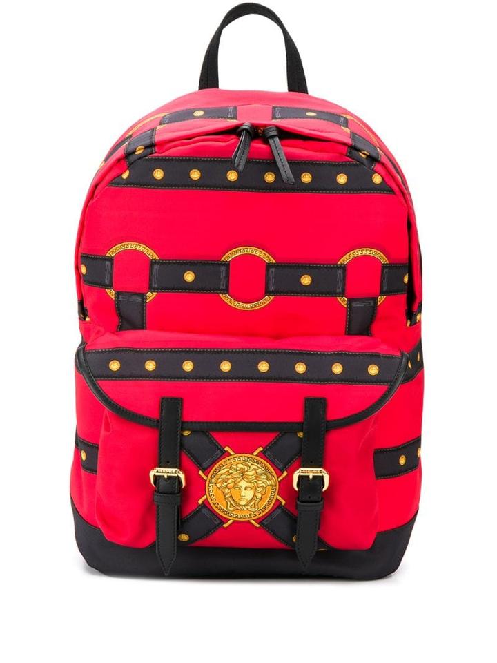 Versace Strappy Printed Backpack - Red