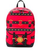 Versace Strappy Printed Backpack - Red