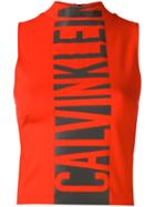 Calvin Klein Jeans Logo Print Tank Top, Women's, Size: Medium, Red, Viscose/polyamide/spandex/elastane