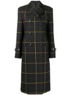 Paul Smith Checked Double Breasted Coat - Black