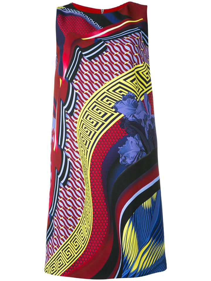 Versace - Patterned Shift Dress - Women - Silk/acetate/viscose - 44, Blue, Silk/acetate/viscose