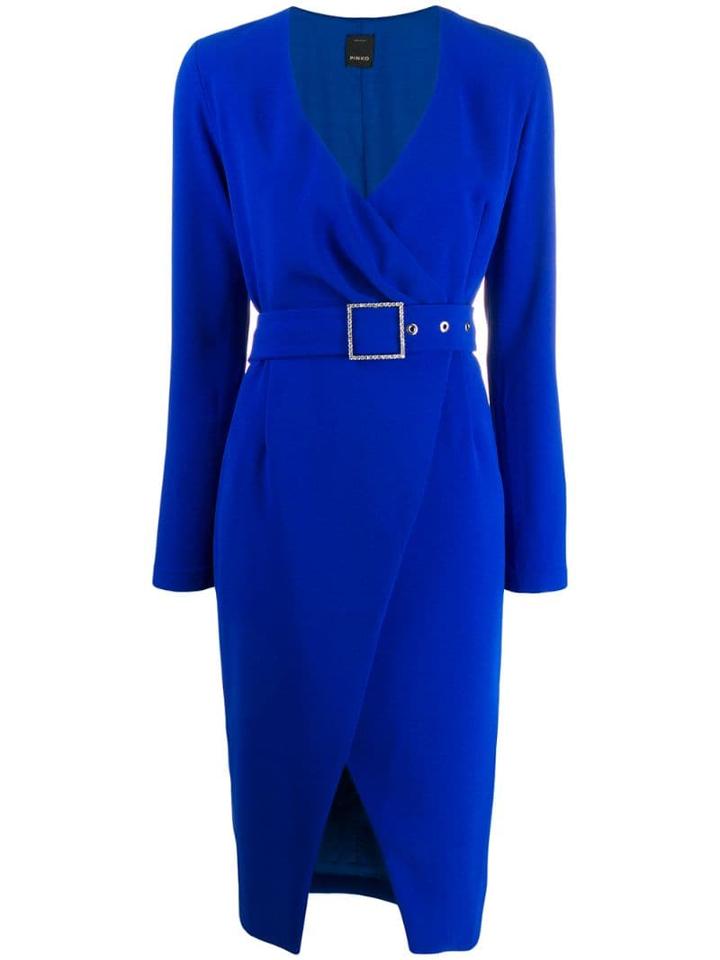 Pinko Belted Wrap Dress - Blue
