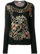 P.a.r.o.s.h. Sequin Embroidered Dragon Sweater - Black