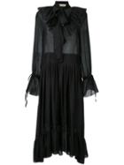 Flow The Label - Ruffled Details Semi-sheer Dress - Women - Silk/cotton - S, Black, Silk/cotton
