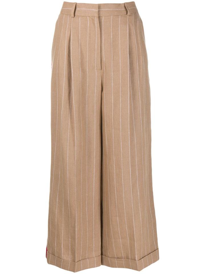 Racil Pinstripe Tailored Wide Trousers - Neutrals