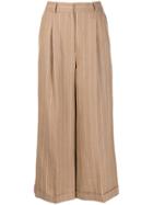 Racil Pinstripe Tailored Wide Trousers - Neutrals