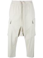 Rick Owens Drop-crotch Cropped Trousers, Men's, Size: 48, Grey, Cotton
