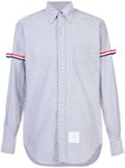Thom Browne Long Sleeve Shirt With Grosgrain Armbands In Navy Oxford -