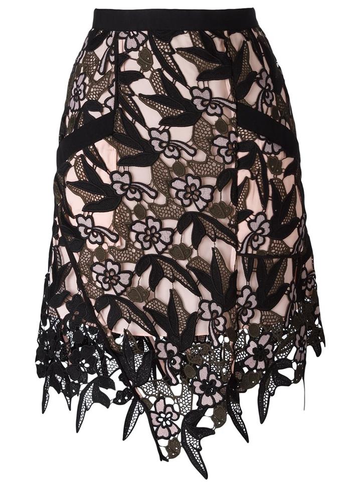 Self-portrait 'nina' Lace Skirt, Women's, Size: 10, Black, Polyester