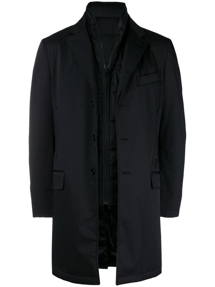 Fay Single-breasted Fitted Coat - Black