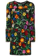 Ashish Floral Embroidered Sequin Silk Mini Dress - Multicolour