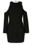 Balmain Cut-out Shoulder Fitted Dress - Green