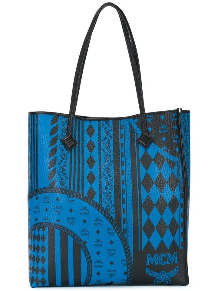 Mcm Jacquard Tote Bag, Women's, Blue
